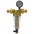 Сеточный фильтр Гейзер Бастион 112 3/4" для холодной воды, с манометром (d60)